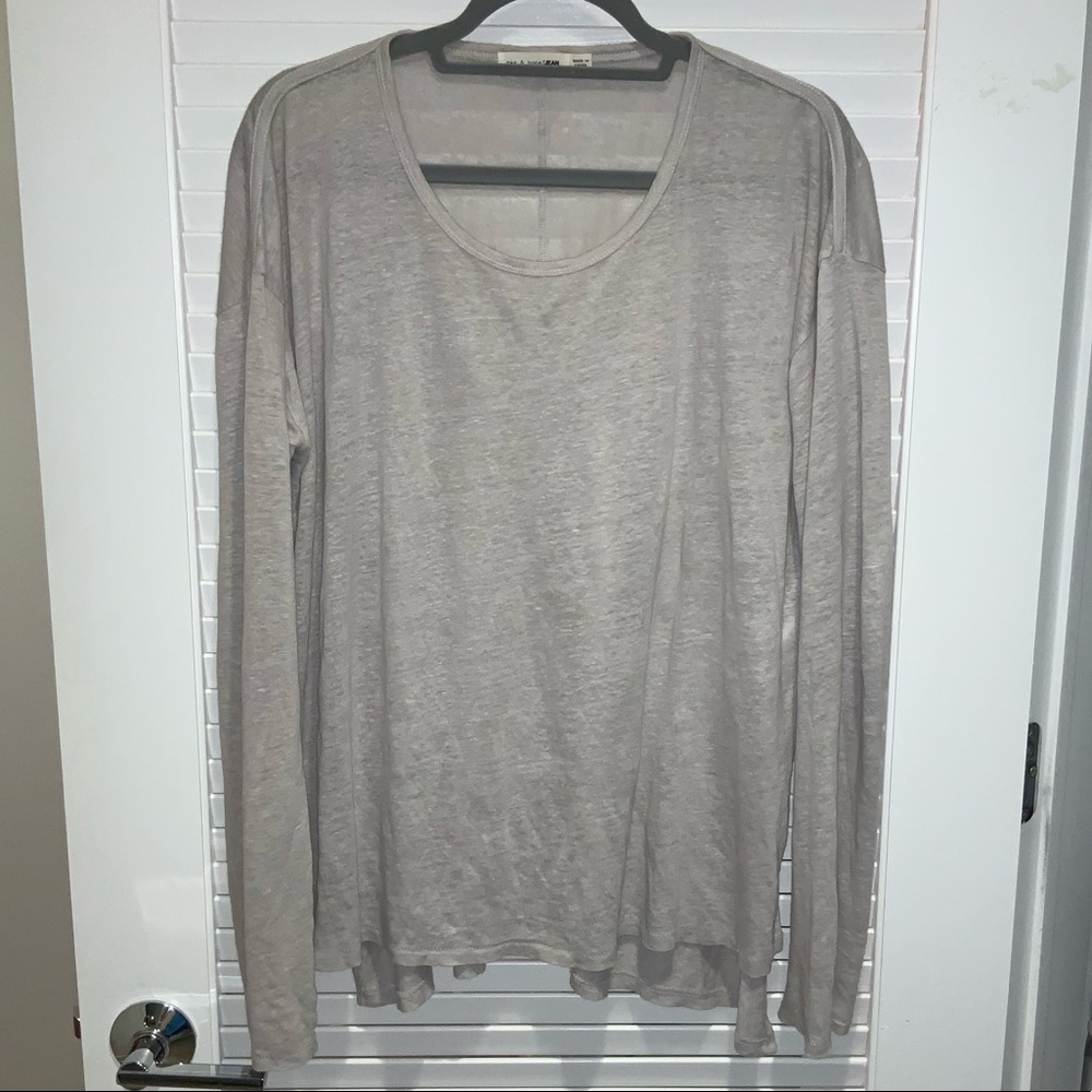 Rag & Bone gray linen long sleeve top